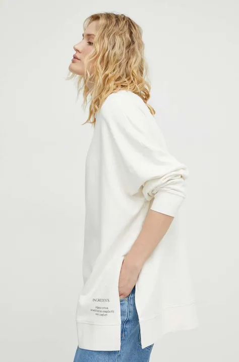 Βαμβακερή μπλούζα Marc O'Polo γυναικεία, χρώμα: μπεζ 402400154455