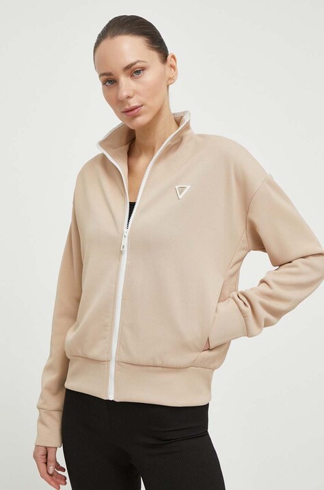 Guess bluza MYLAH femei, culoarea bej, cu imprimeu, V4GQ02 KBFB2