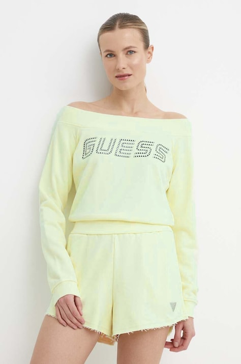 Guess bluza SKYLAR femei, culoarea verde, neted, V4GQ08 K8802