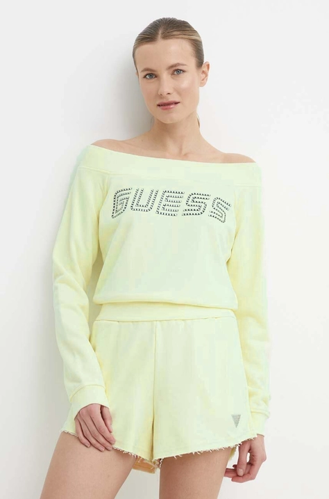 Guess bluza SKYLAR femei, culoarea verde, neted, V4GQ08 K8802