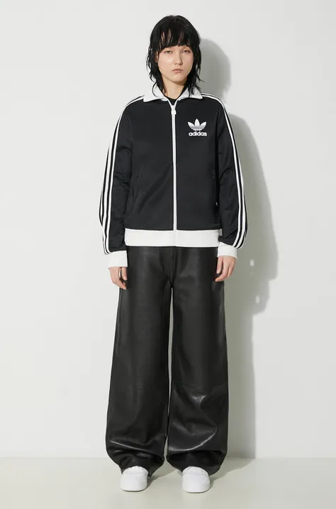 Mikina adidas Originals Beckenbauer dámska, čierna farba, s nášivkou, IR6089
