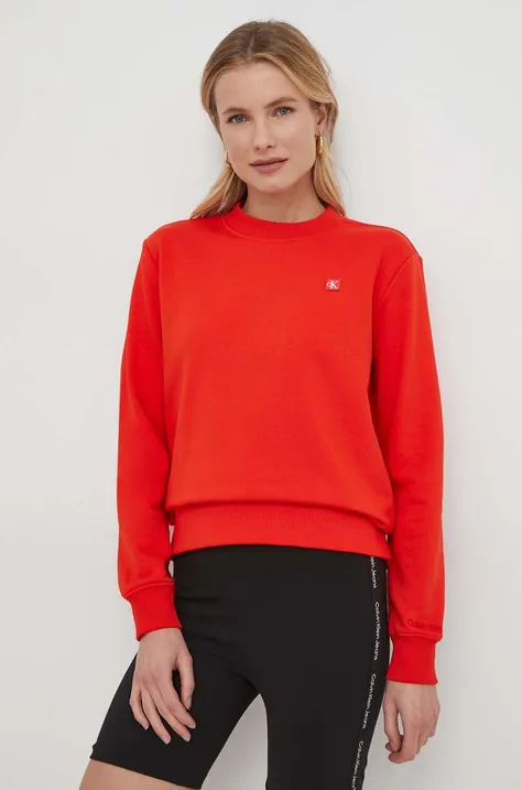 Dukserica Calvin Klein Jeans za žene, boja: crvena, bez uzorka