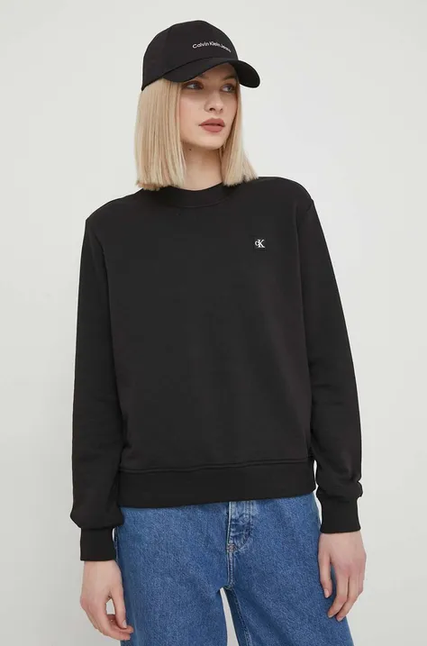 Calvin Klein Jeans bluza femei, culoarea negru, neted