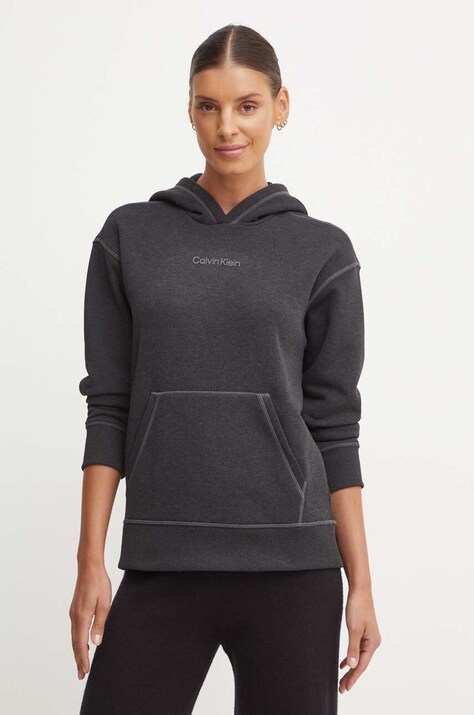 Calvin Klein Performance bluza dresowa kolor szary z kapturem melanżowa
