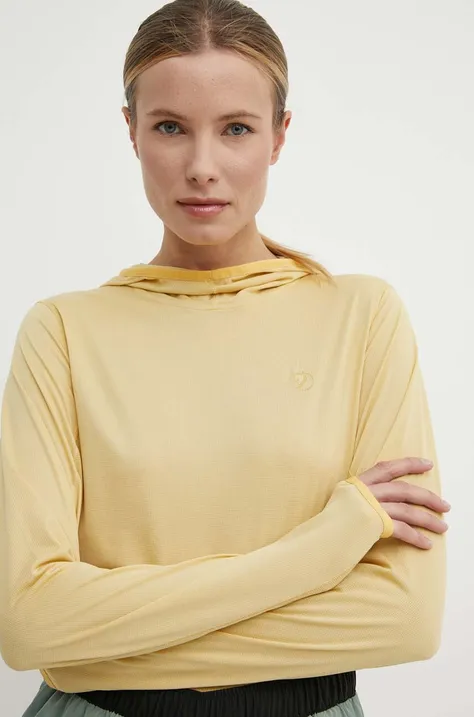 Αθλητική μπλούζα Fjallraven Abisko Sun χρώμα: κίτρινο, με κουκούλα, F84108