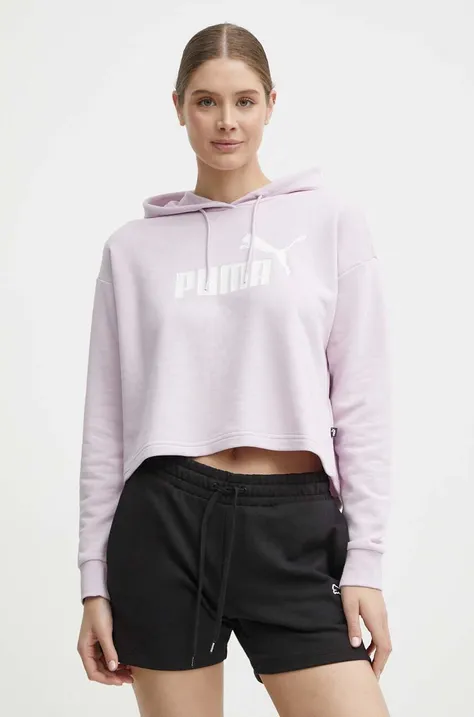 Dukserica Puma za žene, boja: ružičasta, s kapuljačom, tiskom, 586870