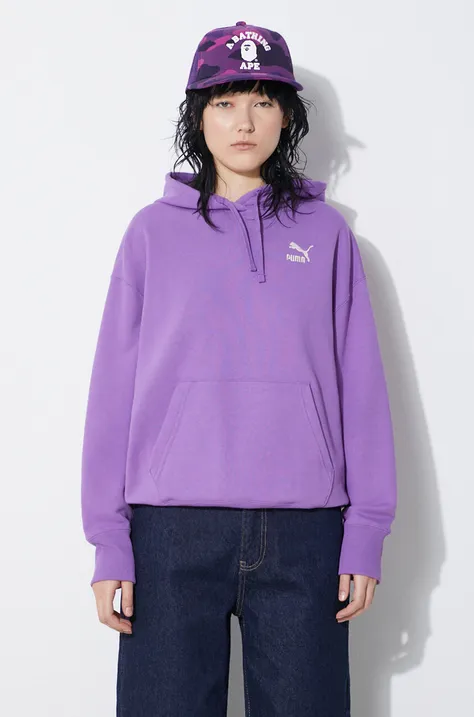 Puma cotton sweatshirt BETTER CLASSIC women's violet color hooded 624227