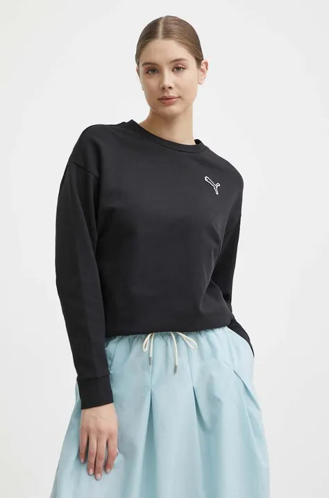 Βαμβακερή μπλούζα Puma BETTER ESSENTIALS γυναικεία, χρώμα: μαύρο 675987