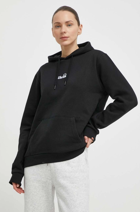 Pulover Ellesse Jazana OH Hoody ženski, črna barva, s kapuco, SGP16460