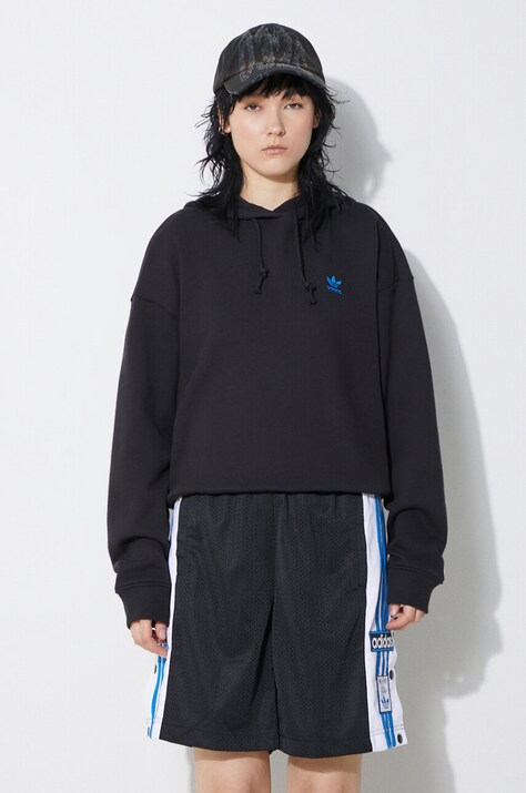 adidas Originals cotton sweatshirt women's black color hooded IU2458