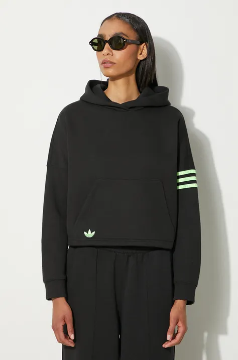 Кофта adidas Originals женская цвет чёрный с капюшоном с аппликацией IU2497