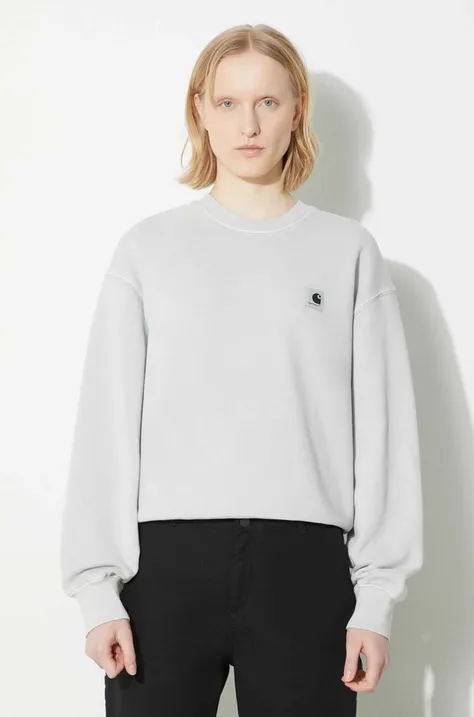 Carhartt WIP cotton sweatshirt Nelson Sweatshirt women's gray color smooth I029537.1YEGD