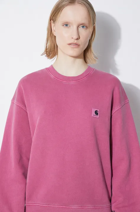 Carhartt WIP cotton sweatshirt Nelson women's pink color smooth I029537.1YTGD