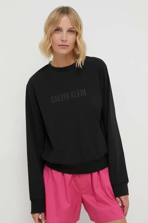 Tričko s dlouhým rukávem Calvin Klein Underwear černá barva, s pologolfem, 000QS7154E