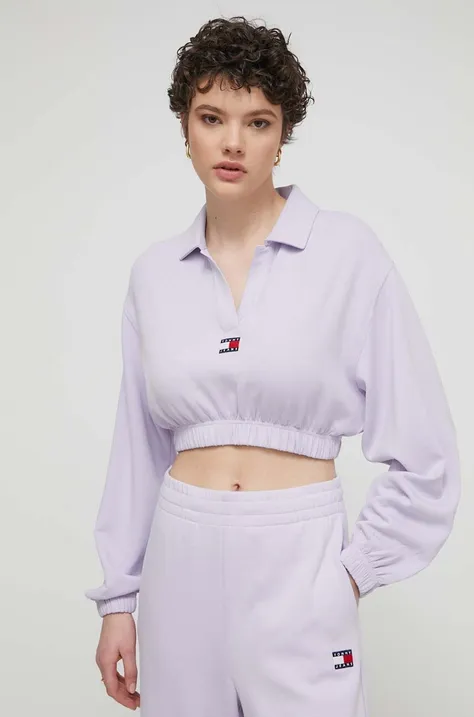 Кофта Tommy Jeans женская цвет фиолетовый с аппликацией