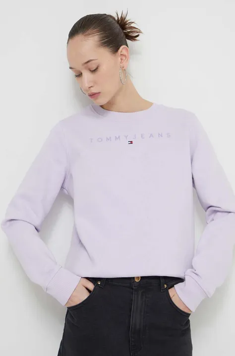 Tommy Jeans bluza damska kolor fioletowy z aplikacją