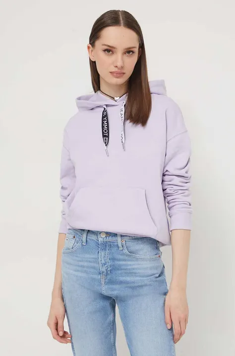 Tommy Jeans bluză femei, culoarea violet, cu glugă, uni DW0DW17794