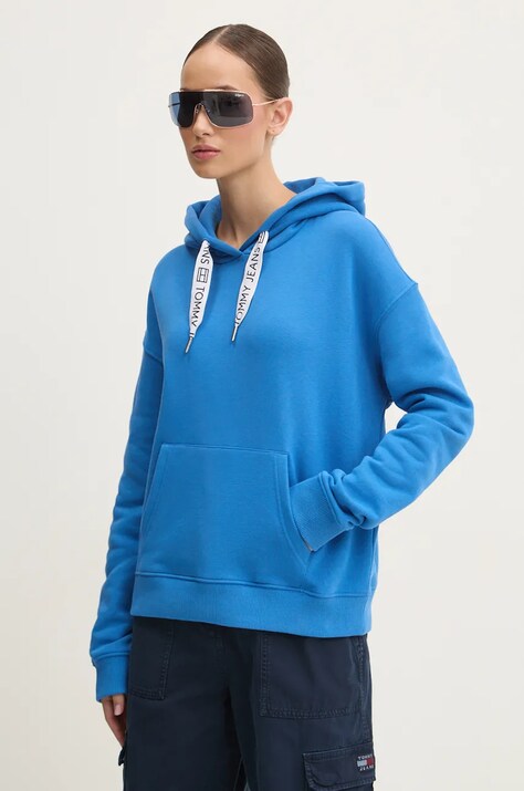 Dukserica Tommy Jeans za žene, s kapuljačom, bez uzorka, DW0DW17794