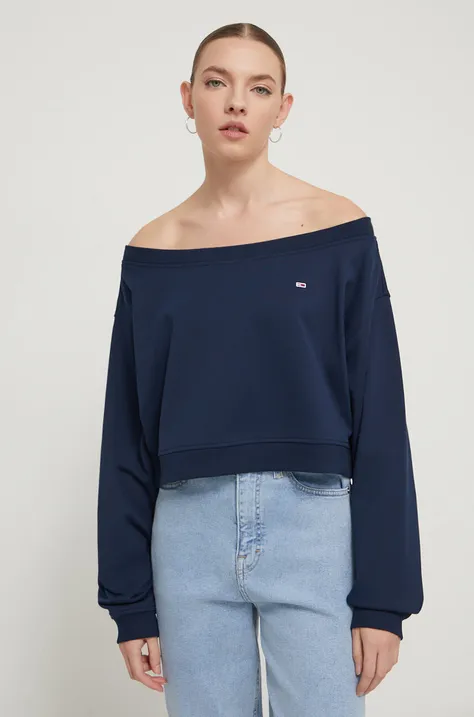 Tommy Jeans bluză femei, culoarea bleumarin, uni DW0DW17956