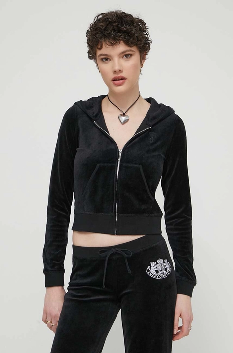 Μπλούζα Juicy Couture χρώμα: μαύρο, με κουκούλα