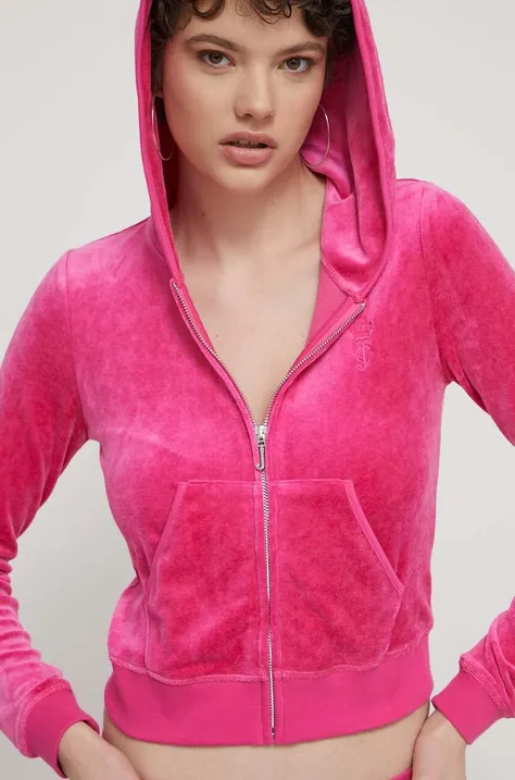 Кофта Juicy Couture женская цвет розовый с капюшоном с аппликацией