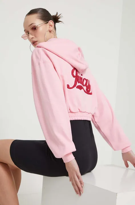 Кофта Juicy Couture женская цвет розовый с капюшоном с аппликацией