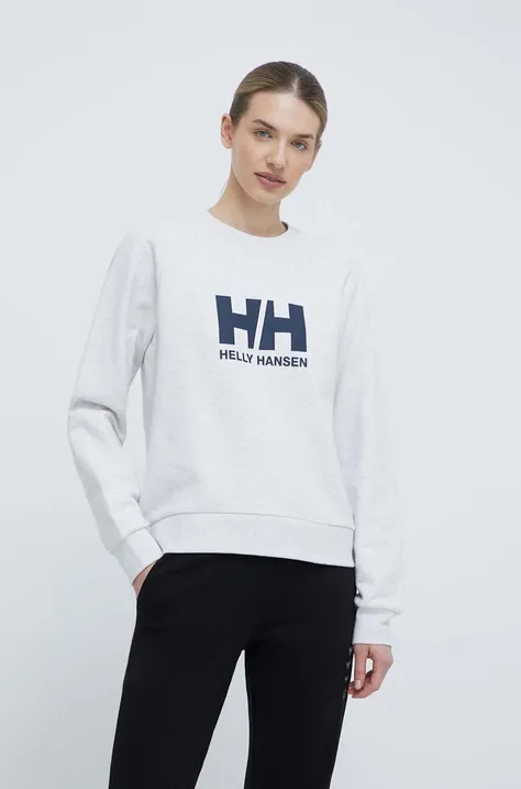 Βαμβακερή μπλούζα Helly Hansen γυναικεία, χρώμα: γκρι, 34462