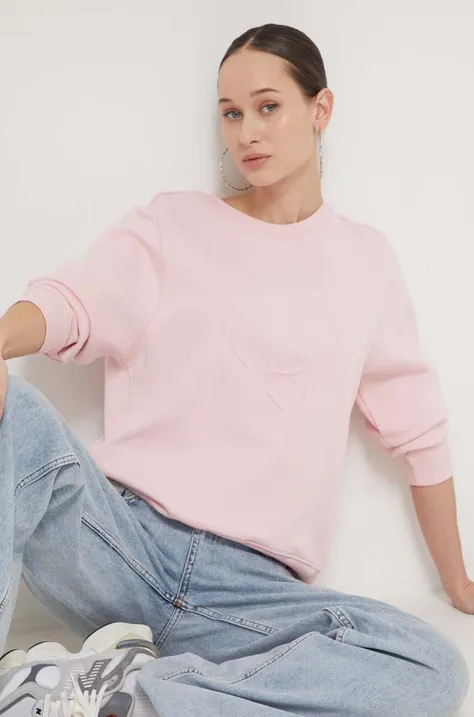 Bombažen pulover Desigual ženska, roza barva
