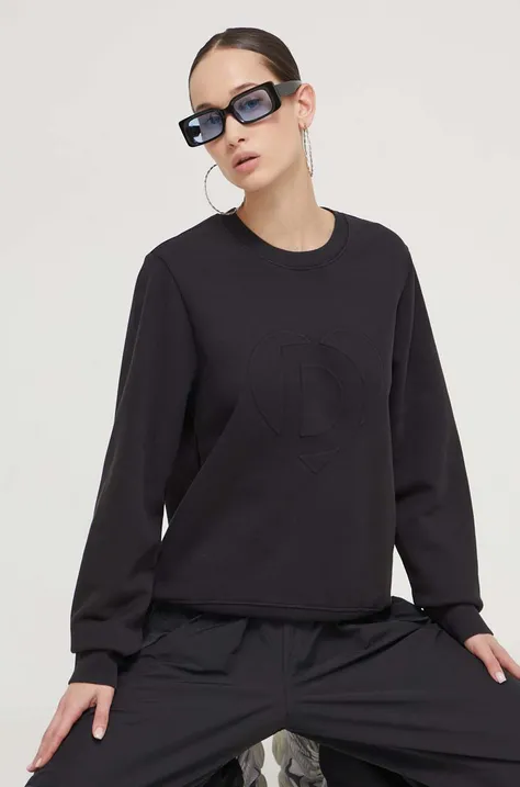 Desigual bluza bawełniana damska kolor czarny z aplikacją
