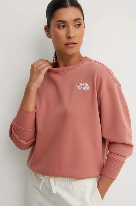 The North Face sweatshirt W Essential Crew women's pink color NF0A7ZJENXQ1