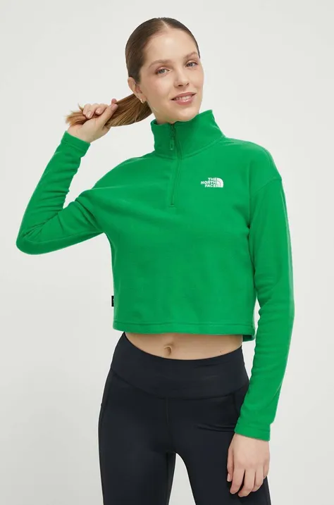 Αθλητική μπλούζα The North Face 100 Glacier Cropped χρώμα: πράσινο, NF0A855NPO81