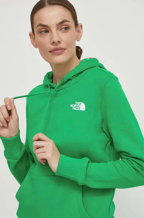 Pamučna dukserica The North Face za žene, boja: zelena, s kapuljačom, bez uzorka, NF0A7X2TPO81