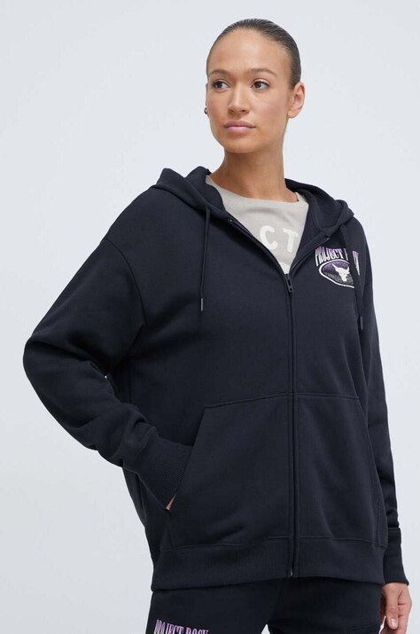 Блуза Under Armour Project Rock в черно с качулка с принт