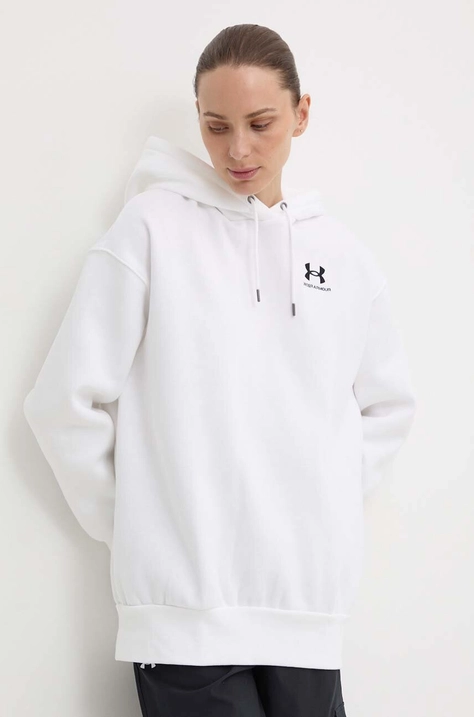 Mikina Under Armour dámska, biela farba, s kapucňou, jednofarebná