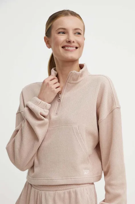 Mikina Reebok Classic Wardrobe Essentials dámská, růžová barva, hladká, 100075337