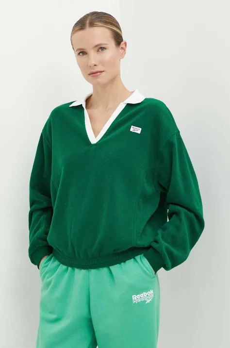 Mikina Reebok Classic Retro Court dámska, zelená farba, jednofarebná, 100075519