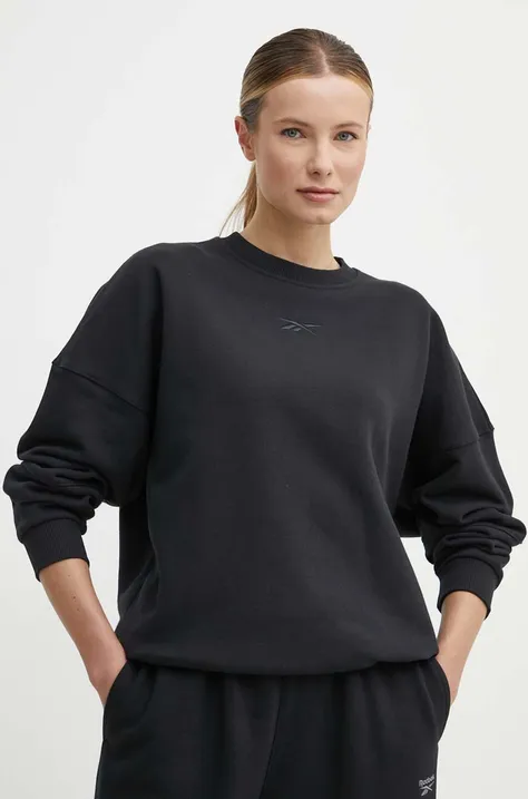 Pulover Reebok LUX Collection ženski, črna barva, 100075359