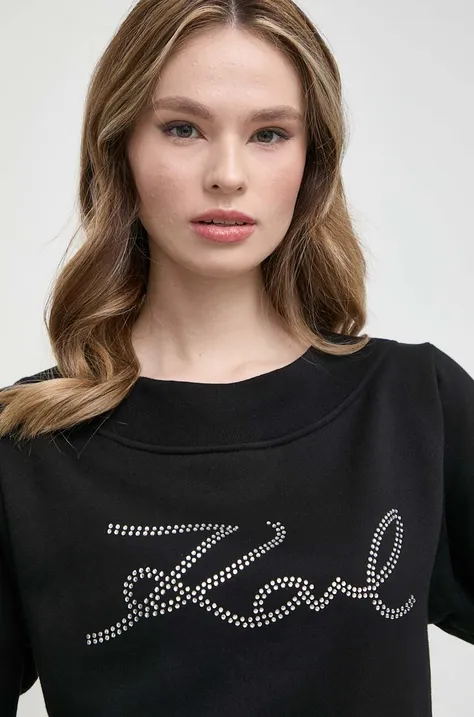 Кофта Karl Lagerfeld женская цвет чёрный с аппликацией