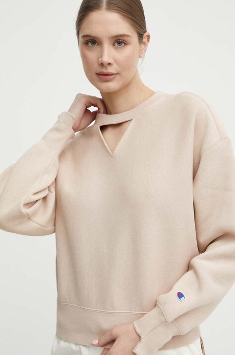 Champion bluza damska kolor beżowy gładka 117345