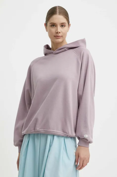 Mikina Champion dámská, fialová barva, s kapucí, hladká, E10001