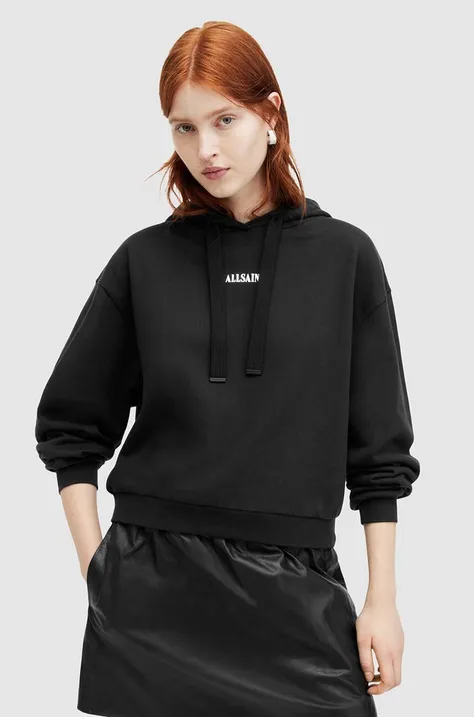 Βαμβακερή μπλούζα AllSaints FORTUNA PIPPA γυναικεία, χρώμα: μαύρο, με κουκούλα
