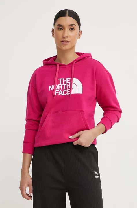 The North Face bluza bawełniana damska kolor różowy z kapturem z nadrukiem NF0A3RZ4PYI1