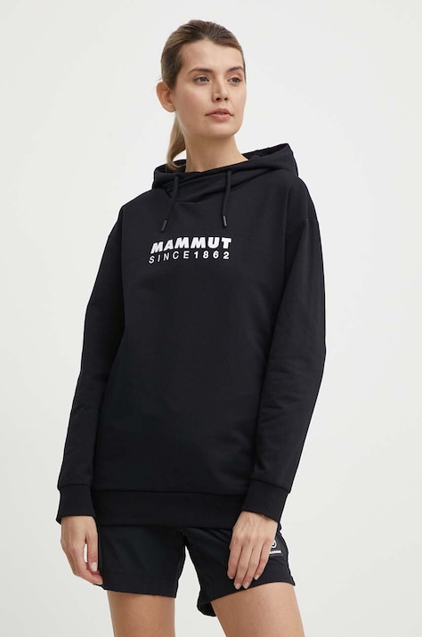 Μπλούζα Mammut χρώμα: μαύρο, με κουκούλα