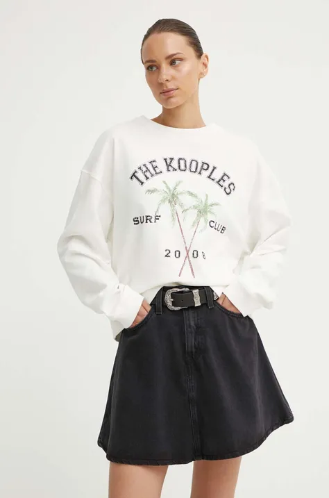 Βαμβακερή μπλούζα The Kooples γυναικεία, χρώμα: μπεζ, FSWE28030K