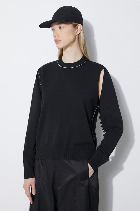 Πουλόβερ MM6 Maison Margiela χρώμα: μαύρο, S62HL0025
