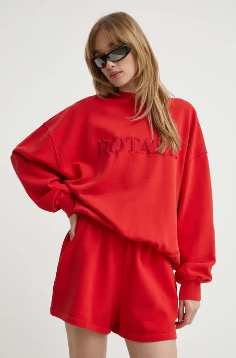 Bombažen pulover Rotate ženska, rdeča barva