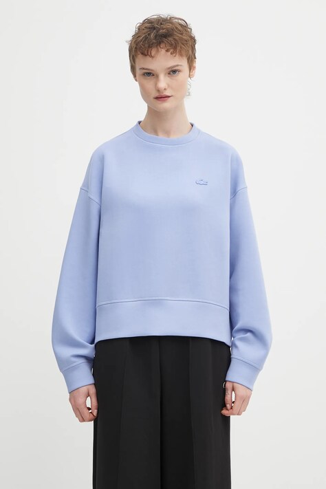 Lacoste bluza damska kolor niebieski gładka SF5614