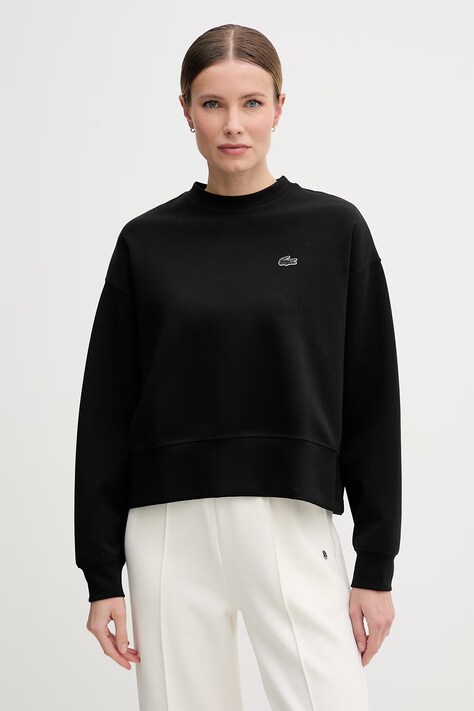 Lacoste bluza oversize damska z bawełną czarna SF5614