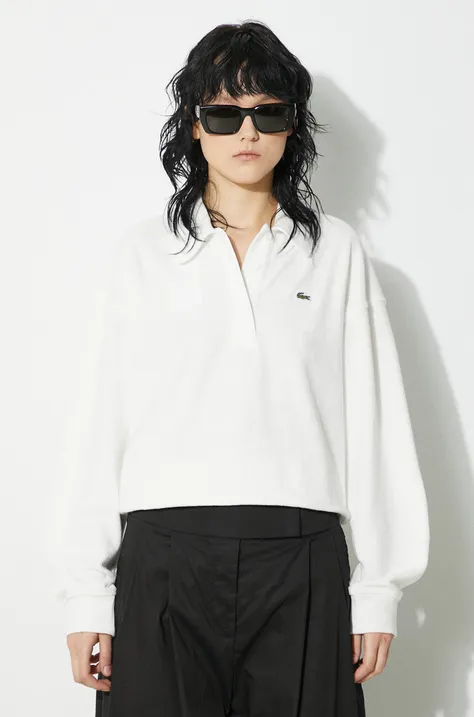 Lacoste bluza femei, culoarea alb, neted, SF9449