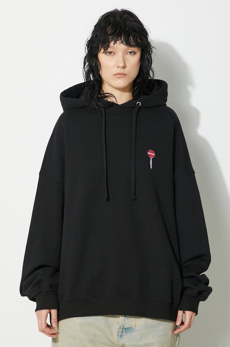 Βαμβακερή μπλούζα Fiorucci Black Lollipop Patch Hoodie χρώμα: μαύρο, με κουκούλα, M01FPSHO092CJ05BK01